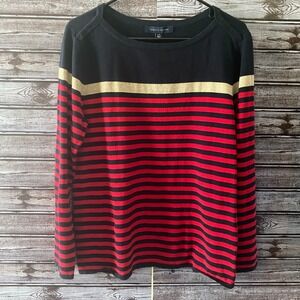 Tommy Hilfiger Women's Sweater Size L Long-Sleeved Pullover Striped Logo NWT‎